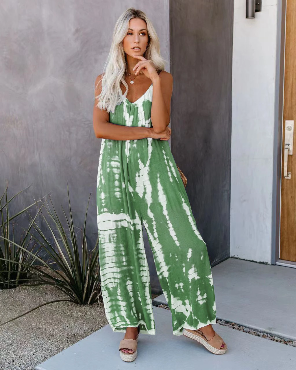 

2025wi New Women's Printed One-Piece Pants Slimming Long Pants High Waist Commuter Sle Polyester Fabric Thin Model