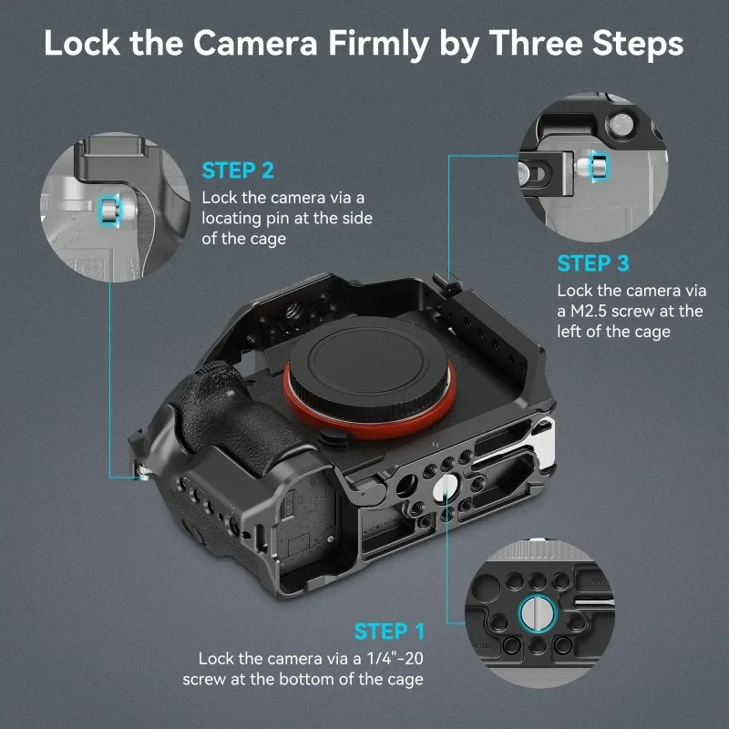 Camera Cage Kit for Sony A7 III A7R III With Side Handle Cold Shoe 1/4