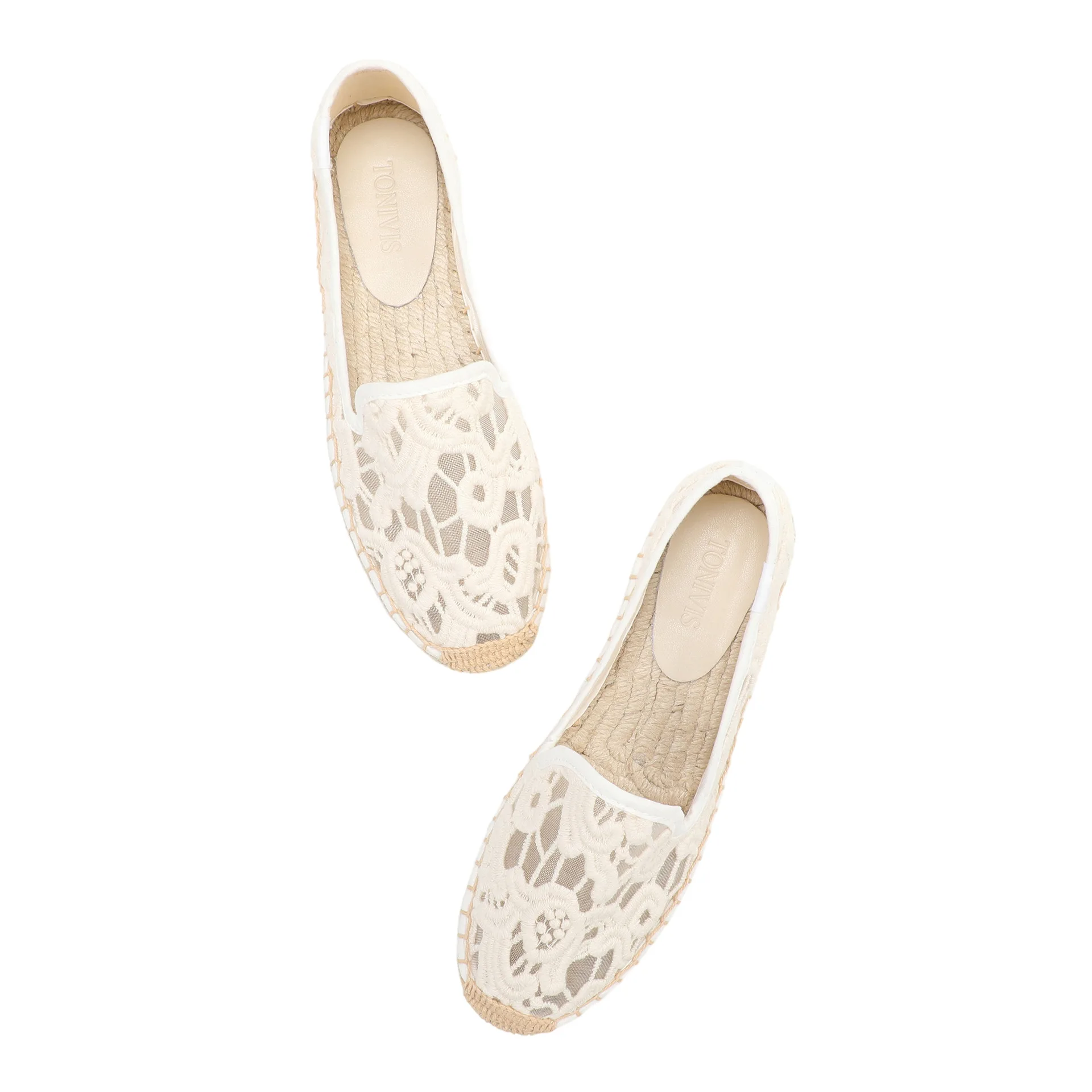 Women Lace Espadrilles Flats Slip On Elegant Summer Casual Shoes