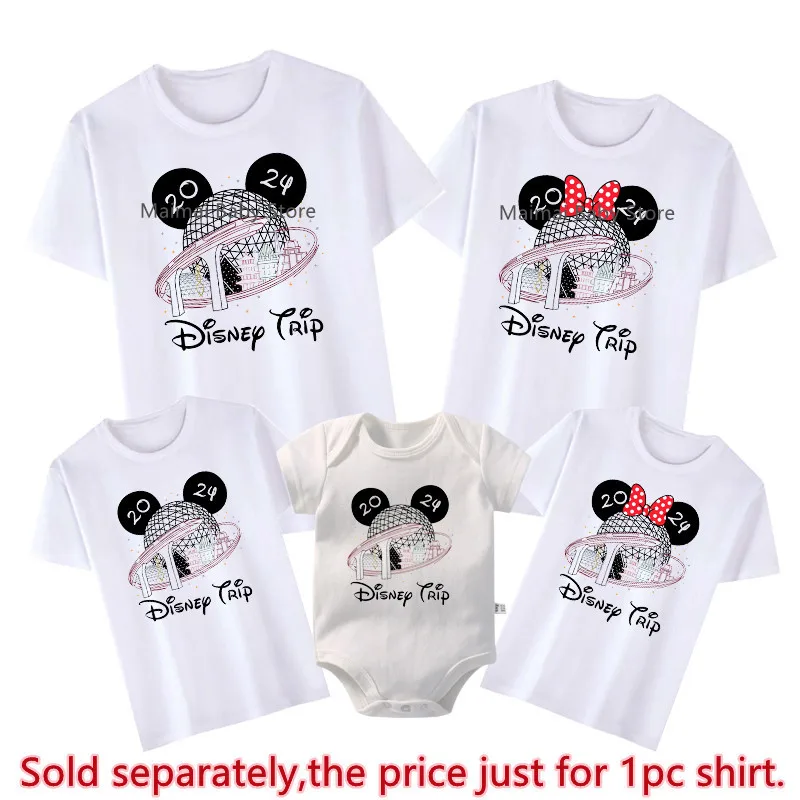 Epcot Disney Trip 2024 Family Matching Shirts Funny Mickey Minnie Tshirt Look Dad Mom Kids Tee First Disneyland Vacation Outfits