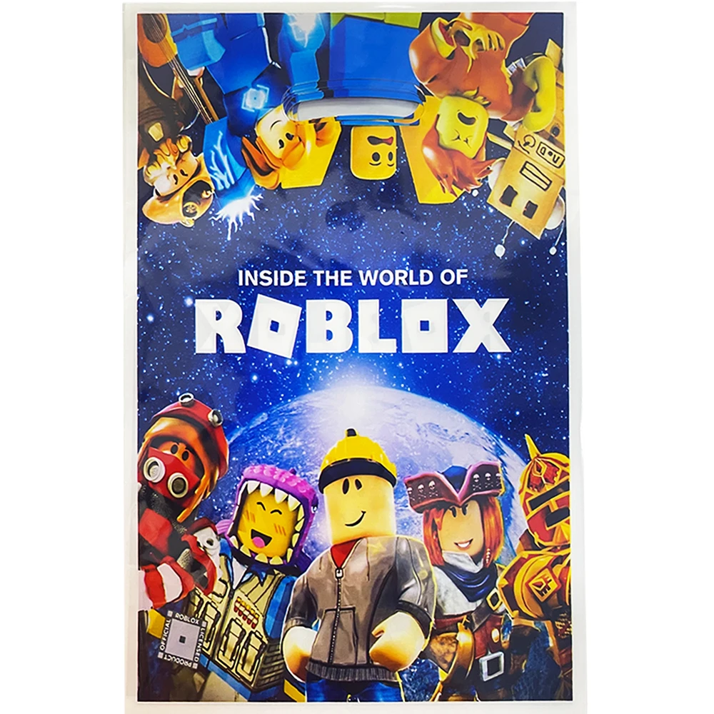 Game Roblox New Digital Cartoon Printed Plastic Candy Bags 20 Birthday Party Shopping Eco Tote Bags Kids Gift Packaging