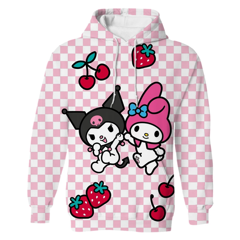 

Cute anime printed hoodie girl cartoon Hello Kitty Kuromi sweatshirt fashion sweet pullover costume