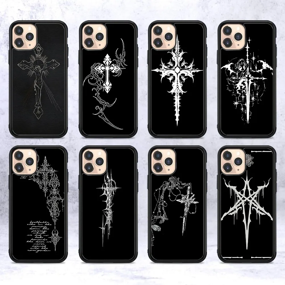 Cyber Sigil Cross Phone Case Silicone PC+TPU For For IPhone 11 12 13 14 15 16 Plus Pro Max Cover