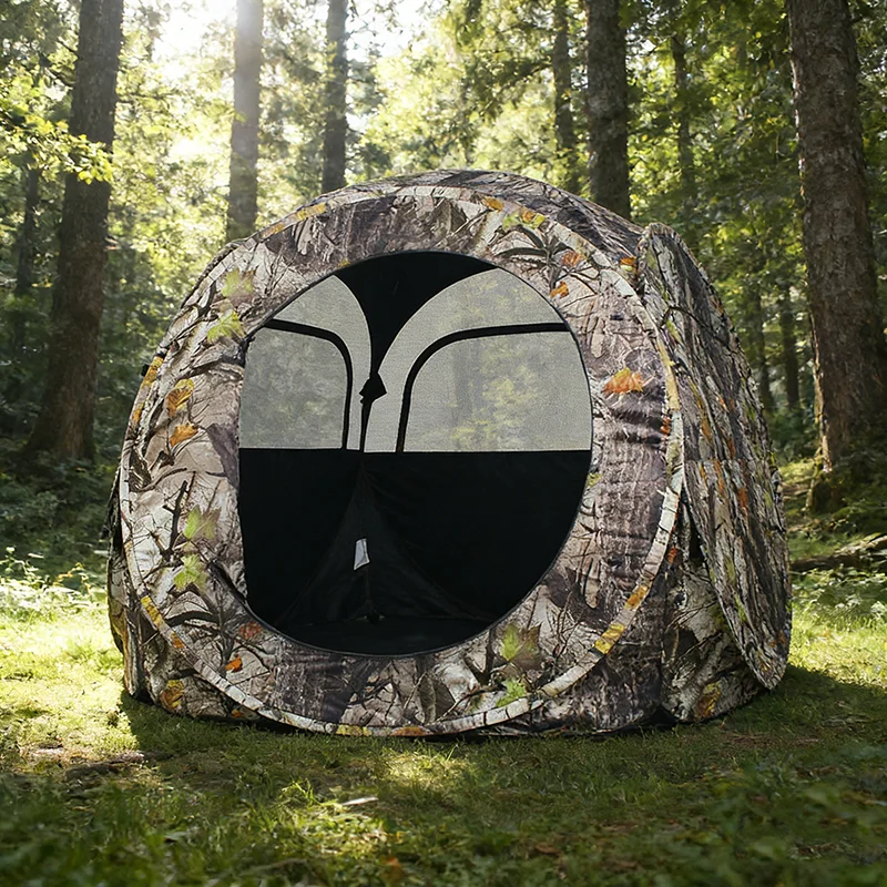 Spherical Pop Up Camo Tent Fiberglass Rod See Through Window Four Season Waterproof 1-2 Person Outdoor Conceal Shelter