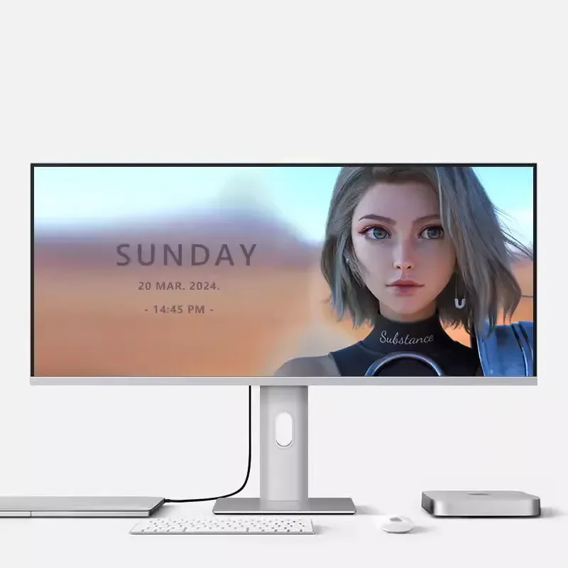 

34-inch 3440*1440 Quasi 4K 165Hz fish-shaped 21:9 gaming e-sports computer monitor Aluminum alloy metal material body