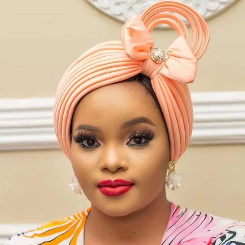 

2025 New African Auto Gele Headtie Nigerian Wedding Gele Muslim Hijab Turban Cap Arab India Hat Female Head Wraps Turbante Mujer