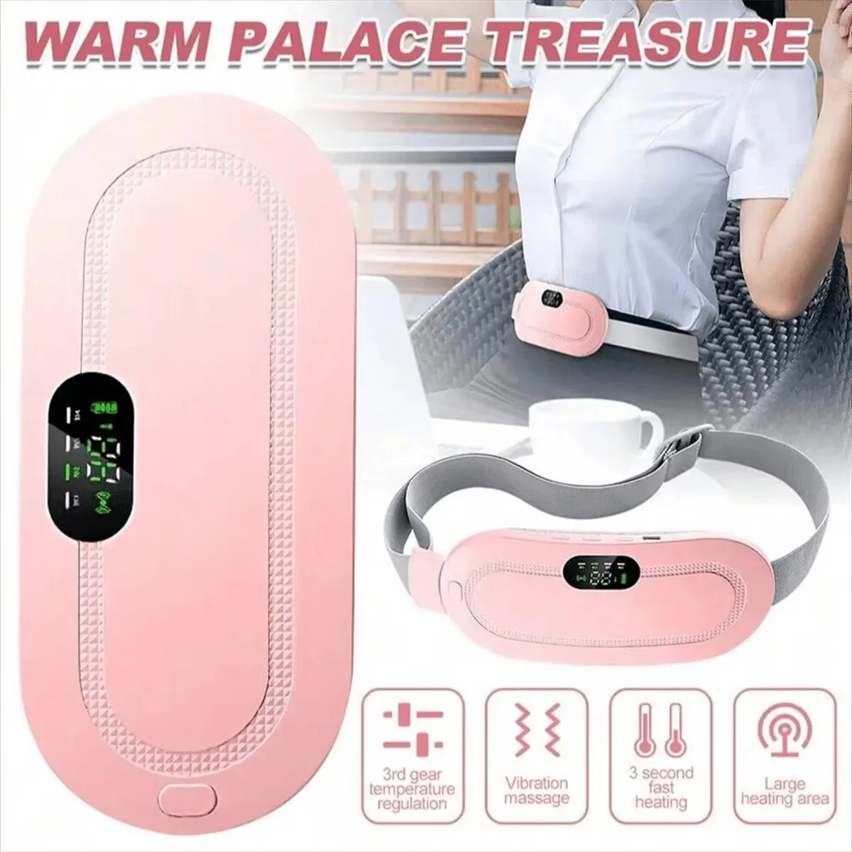 Electric Menstrual Spasm Massager Vibrator Heating Belt Suitable For Relieving Menstrual Discomfort, Keeping Waist And Heating