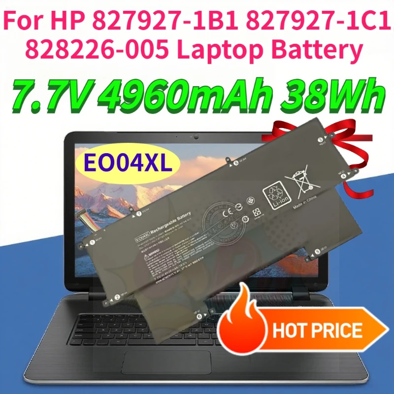 New Replacement Laptop Battery EO04XL, 7.7V 4900mAh High-Performance Battery for HP 827927-1B1 827927-1C1 828226-005 Compatible