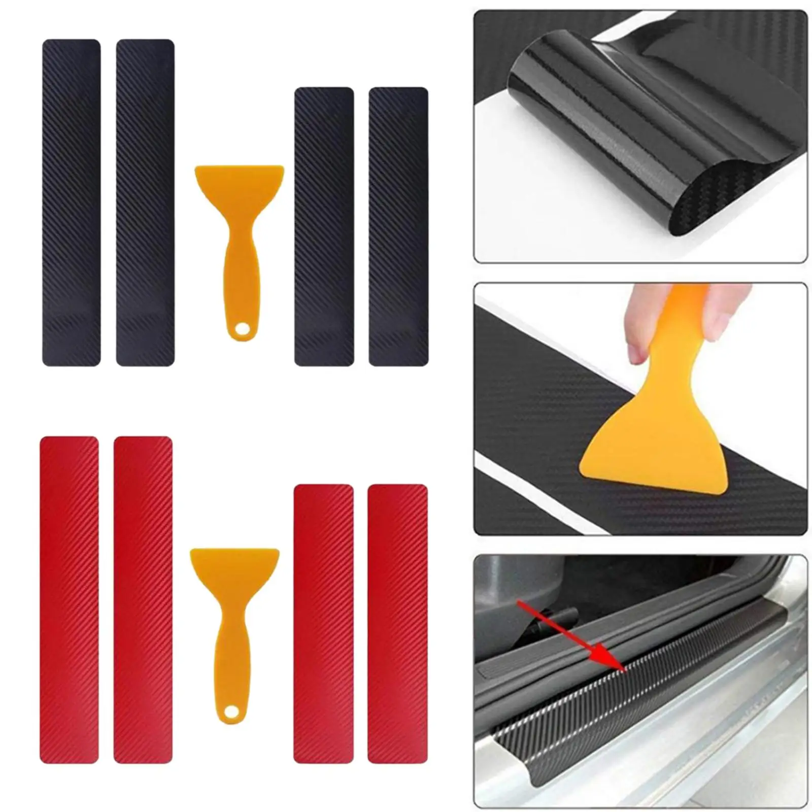 8Pcs Door Sill Entry Guards 3D Durable Scuff Plate Film for Car SUV