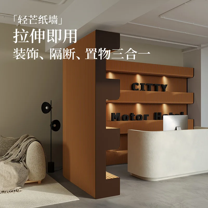 Commercial  Wall Screen High Partition Partition Wall Background Wall Spotlight Storage Foldable Mobile Retractable Baffle