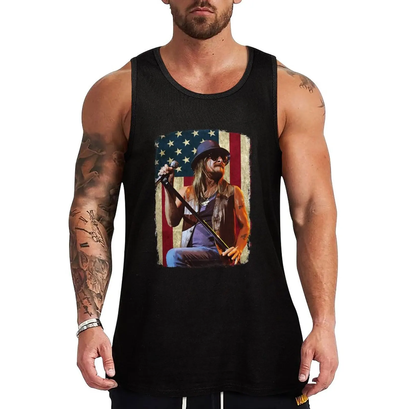 Vintage American Flag Kid Rock Legend Tank Top gym wear men gym shirt men sleeveless gym shirt man fitness Men's tops