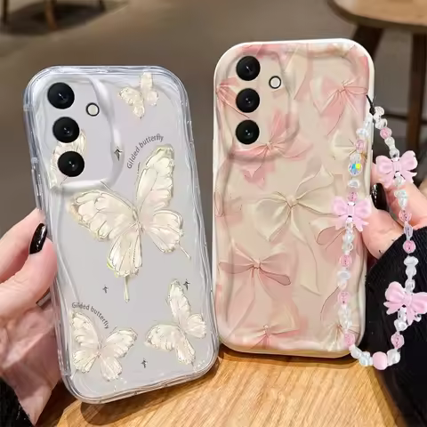 Bow Butterfly Chain Case For Infinix Note 30 50 Pro Plus Zero 40 5G Smart 9 GT 20 10 Pro Hot 50i TECNO SPARK GO 2025 CAMON 40