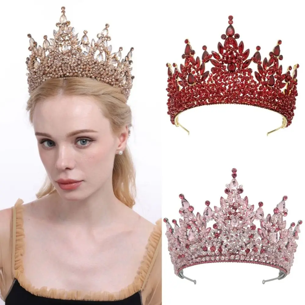 Luxury Oversized Baroque Crown Electroplated Cake Decorations Queen Princess Tiara Sparkling Headpieces Crystal Cake Topper