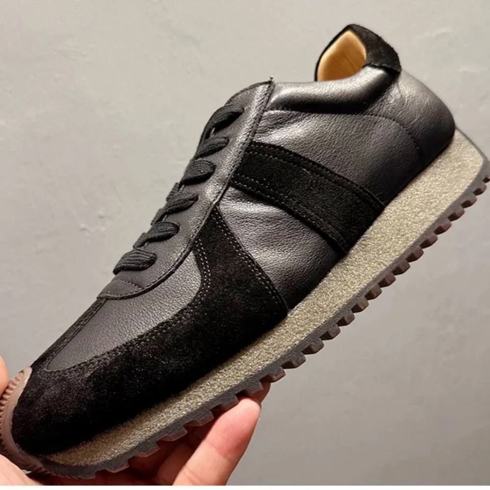 

QHCCID Men's Trendy Retro Casual Sneakers Top Layer Cowhide Breathable Autumn New Style Training Shoes