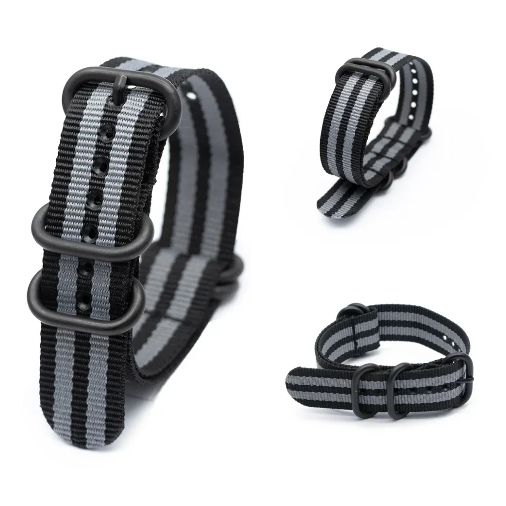 18mm 20mm 22mm 24mm black, silver, and gold buckles are suitable for soft, breathable nylon watch straps from Huawei and Samsung