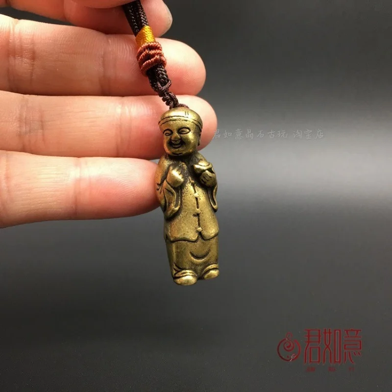 

Bronze Figurine Small Brass Child Little Landlord God of Wealth Bronze Pendant Retro Bronze Micro-carving Character Antique Anti