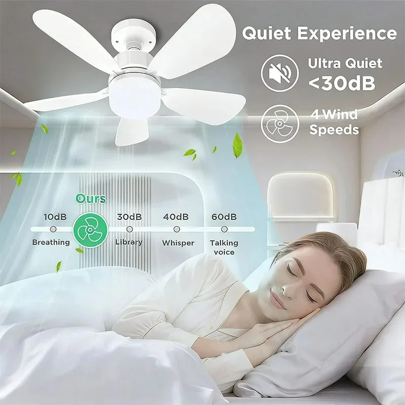 Ceiling Fan with Light With Remote 3 Speed Adjustable 3 Color Lights Timer Setting E27Ceiling Fan Lights Bedroom Kitchen Garage