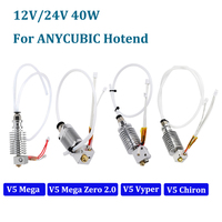 1/2Sets V5 Hotend For ANYCUBIC Mega Zero 2.0 Chiron Vyper 3D Printing J-Head 3D Printer Parts 12V 24V 40W E3D Print Head Hot End