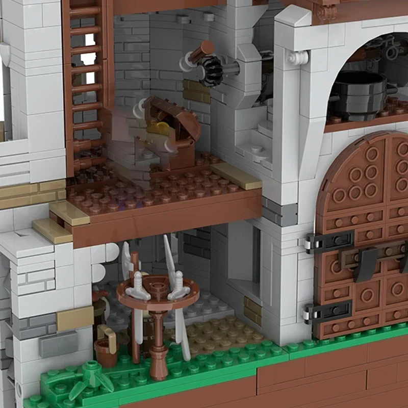 Bloques de construcción de modelo Medieval, Moc, la puerta del castillo de brickΩ, tecnología, regalos, juguetes de Navidad, conjuntos de bricolaje, montaje