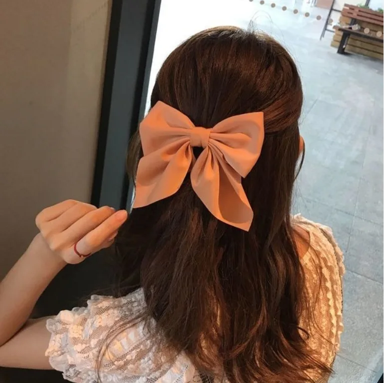 

New Sweet Bow Hairpins Solid Color Bowknot Hair Clips For Girls Satin Butterfly Barrettes Duckbill Clip Kids Hair Accessories