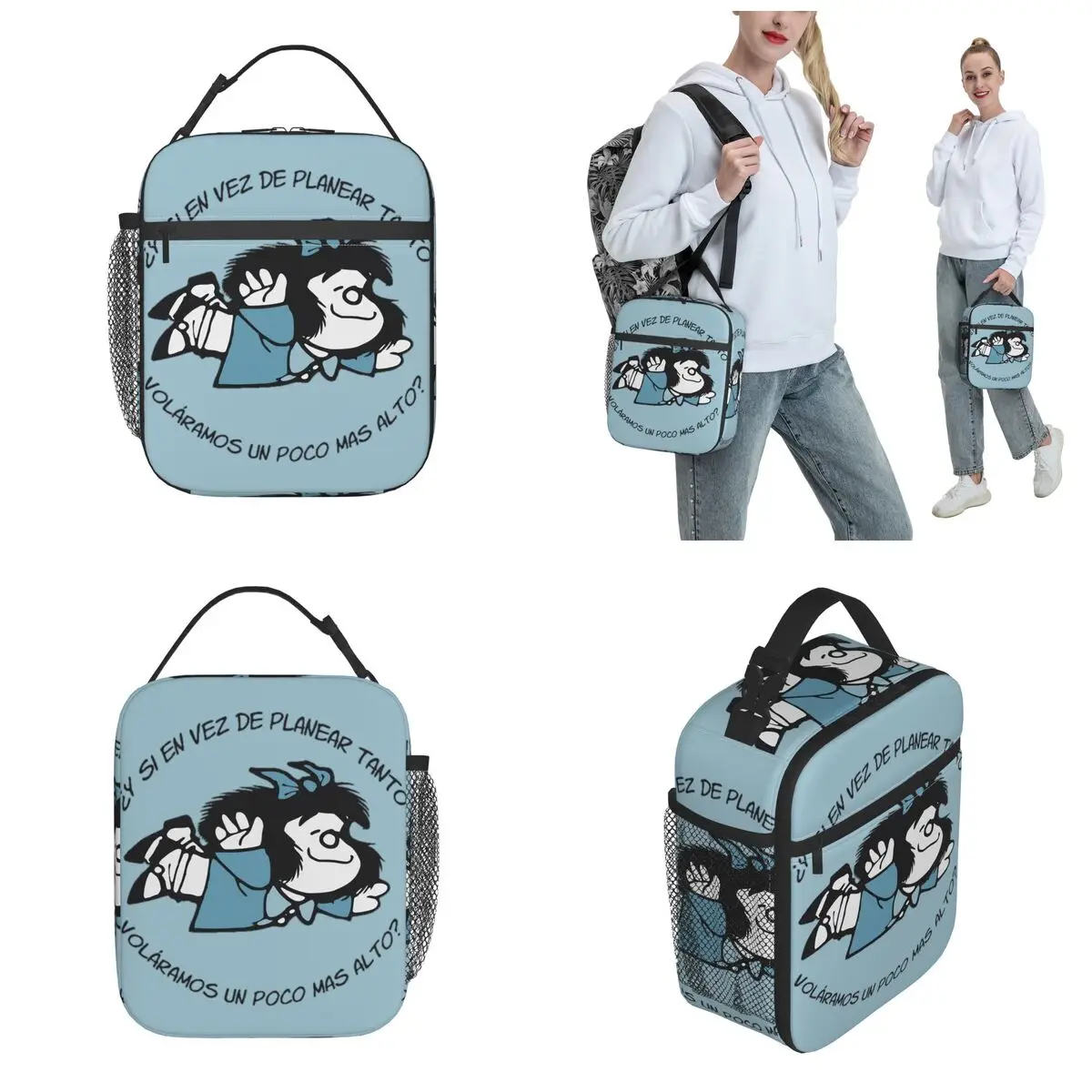 Mafalda Feminista Frases Humor Thermal Insulated Lunch Bags for Picnic Portable Food Bag Men Women Cooler Thermal Lunch Boxes