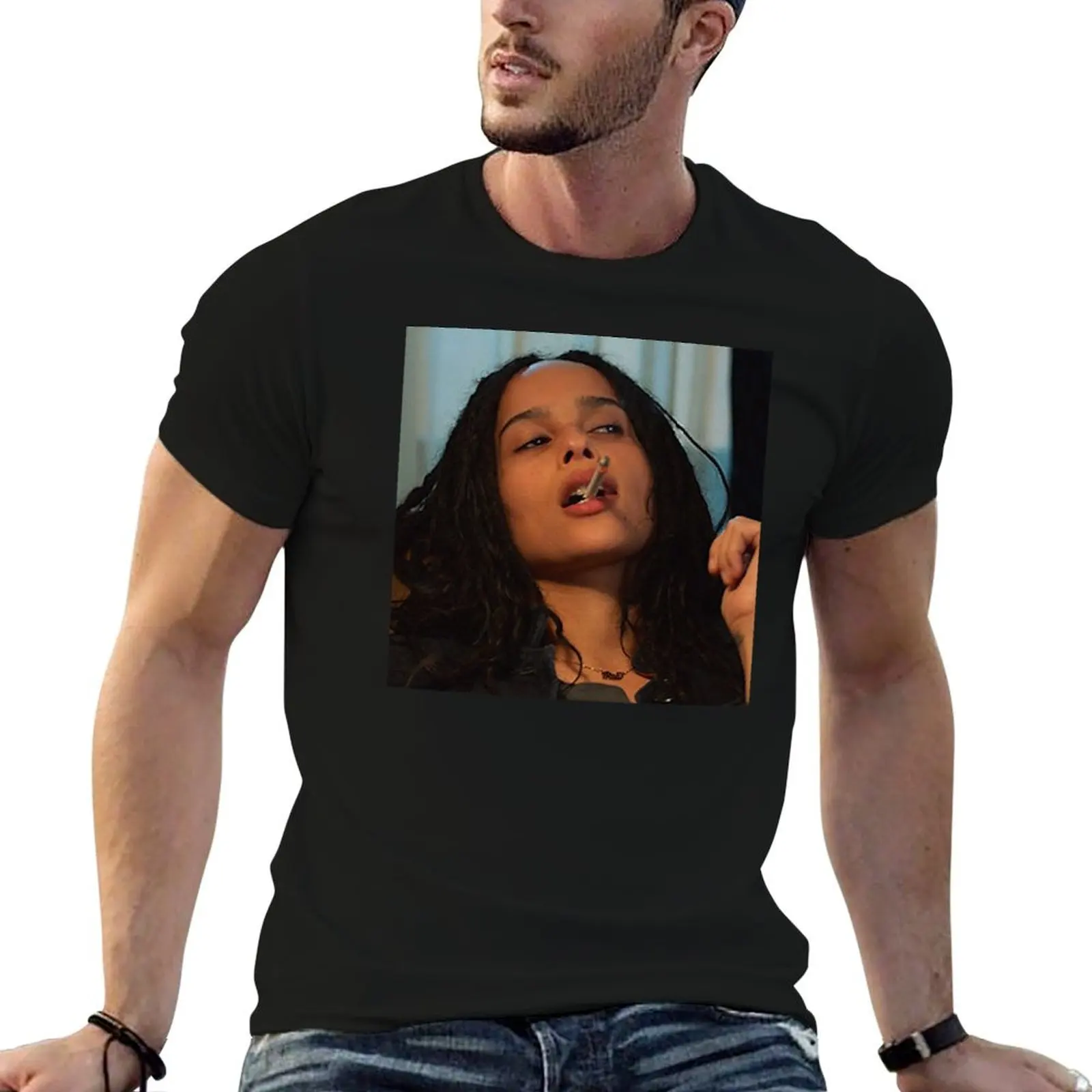 Camiseta Zoe Kravitz de alta fidelidade, camiseta essencial, camiseta masculina casual, camiseta de designer