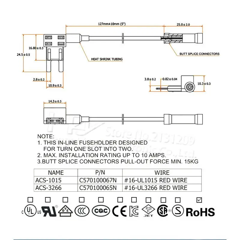 TAP Adapter with 10A Micro Mini Standard ATM Blade Fuse 12V MINI SMALL MEDIUM Size Car Fuse Holder Add-a-circuit Piggy Back Fuse