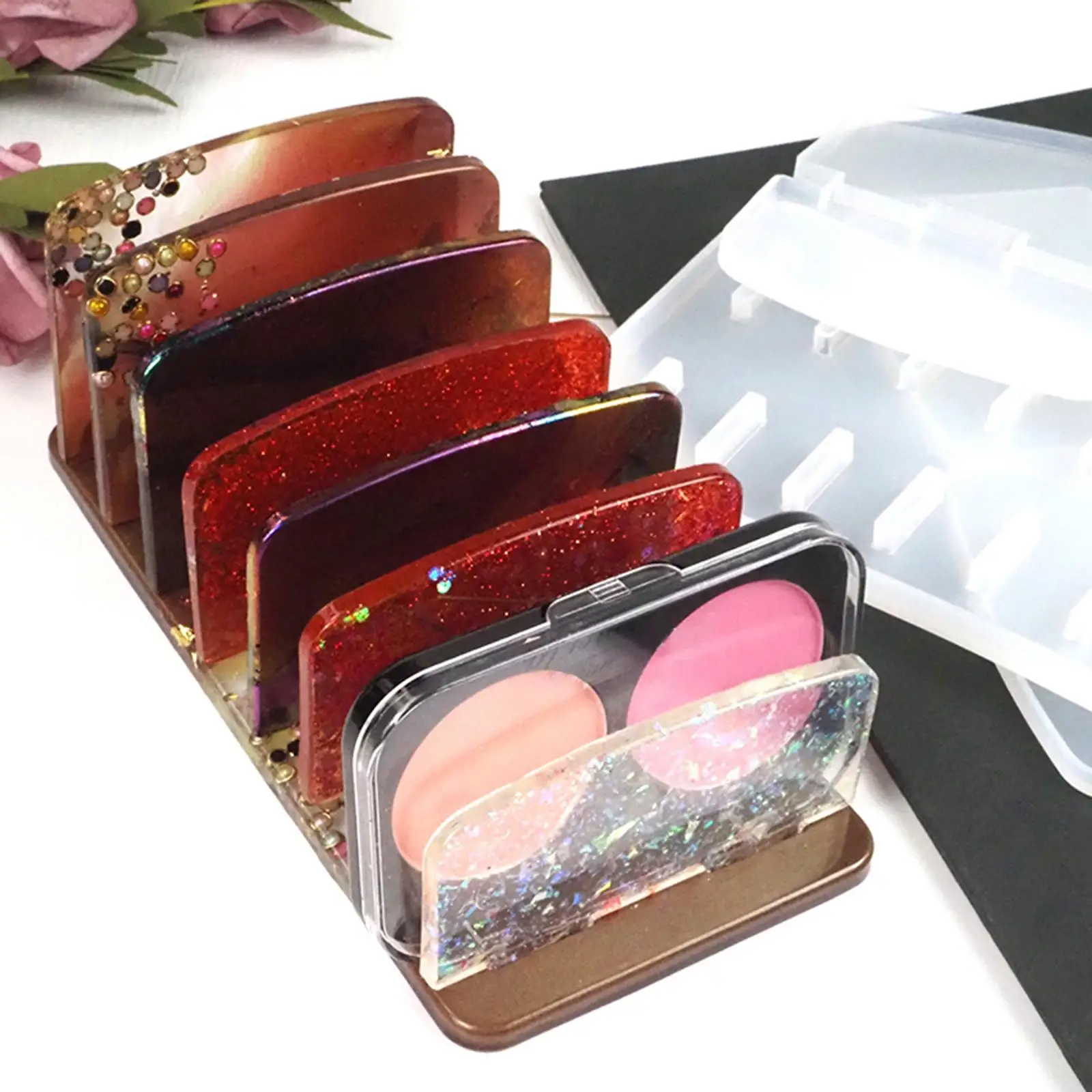DIY Makeup Organizer Resin Crystal Storage Moulds Eyeshadow Holder