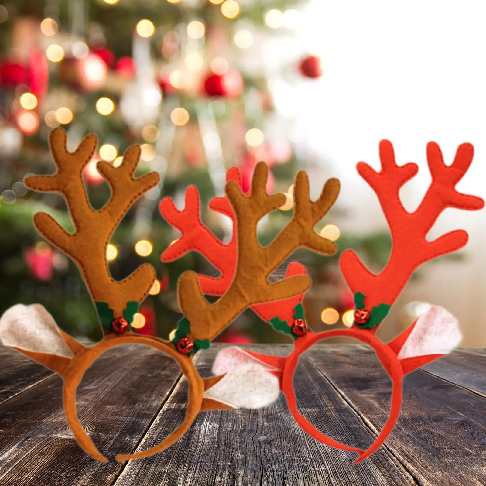 2Pcs Reindeer Antlers Headband Decoration Hair Hoop Photo Prop Xmas Headband for