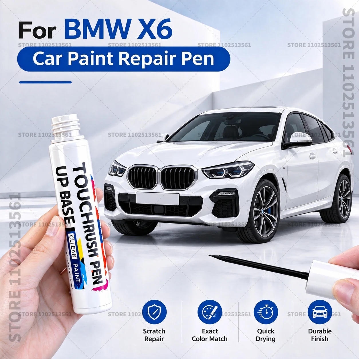 For 2008-2025 BMW X6 Wihite Car Scratch Remover Paint Pen Touch Up Marker for Auto Body Repair Door Bumper Fender Accessories