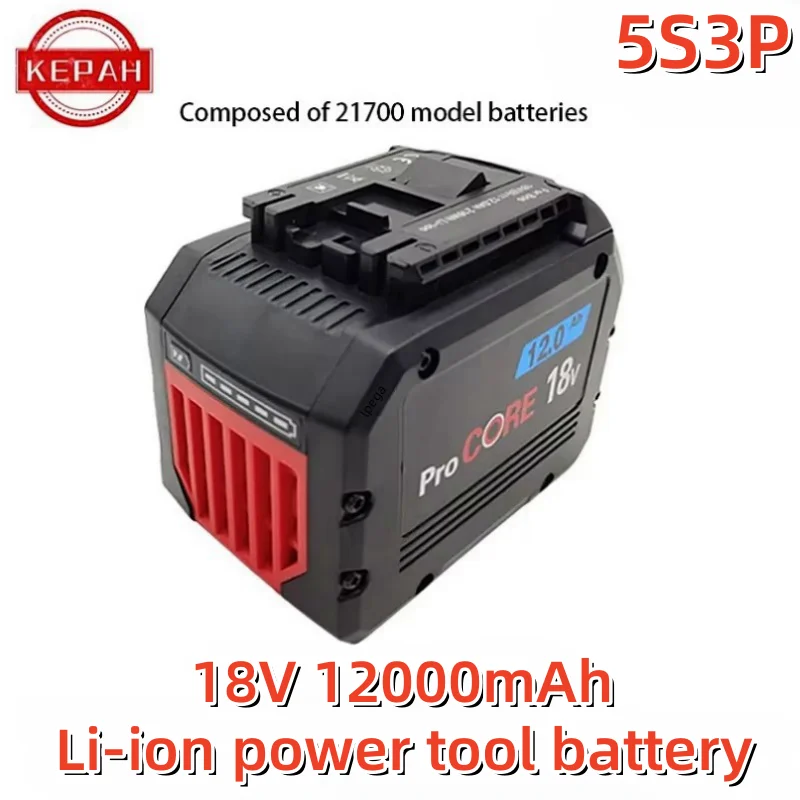 

18V 12Ah Rechargeable Battery, for cordless tools lpega BAT609 BAT618 GBA18V80 21700 high power 5C power cell