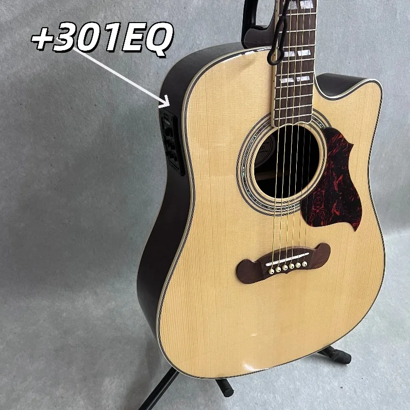 White GI-Song EQ Acoustic-Electric Guitar Full Enclosure Tuners Spruce Body Rosewood Fingerboard & Back/Sides 20 Frets 6-String