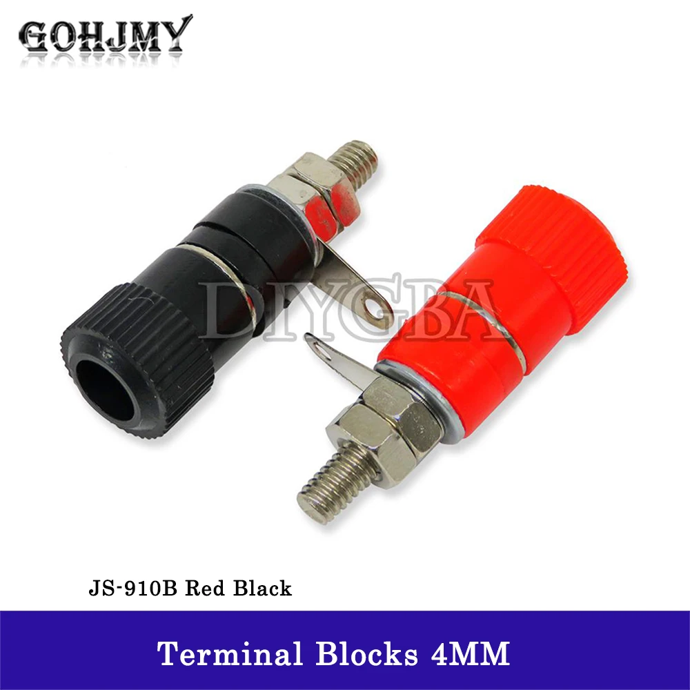 10PCS Terminal Blocks JS-910B JS-919 4mm Amplifier Terminal Connector Binding Post Banana Plug Jack Mount 5pcs Black + 5pcs red