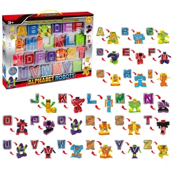 26 Pcs Alphabet Transformation Robot Toy English Letter Learn A-Z Deformation Action Figures STEM Education Toys for Kids Gift