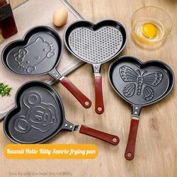 Kawaii Hello Kitty Mickey Cartoon Egg Pan Children's Breakfast Non stick Egg Pan Home Outdoor Camping