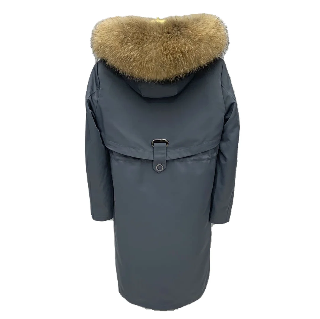 2023 New Women Winter Long Parkas Elegant Fur Collar Hooded Overcoat Removable Rex Rabbit Liner Long Sleeve Warm Casual Coats