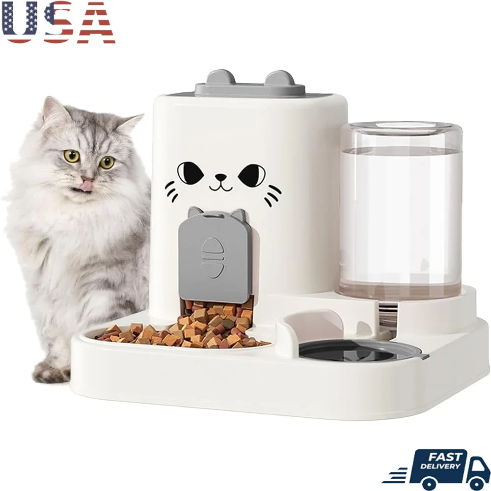 

2-in-1 Gravity Pet Feeder Water Dispenser Dogs Cats Small Animals Automatic Food Water Bowl