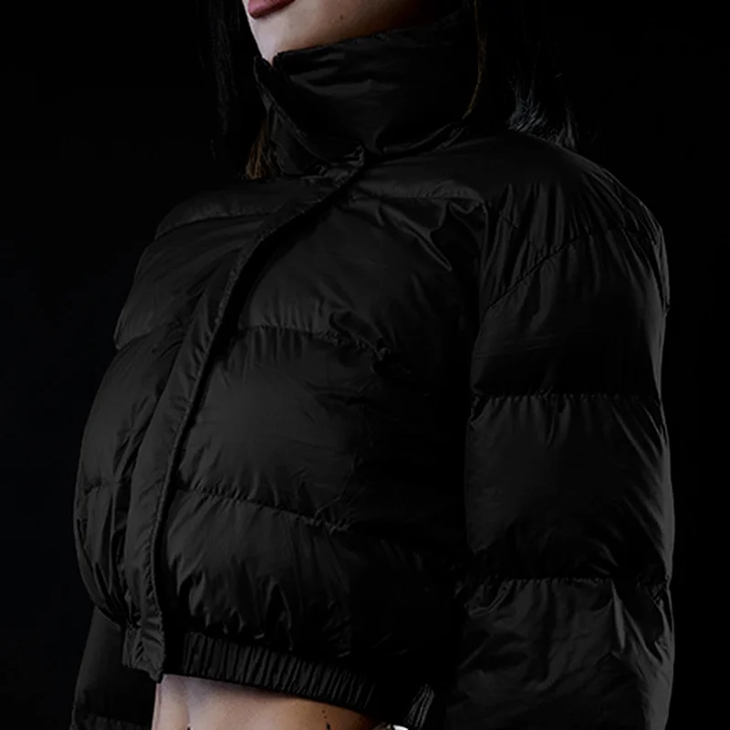 Fashion Autumn and Winter Style Long-sleeved Stand-up Collar Zipper Self-cultivation Warmth Pure Color Elegant Cotton Coat Women