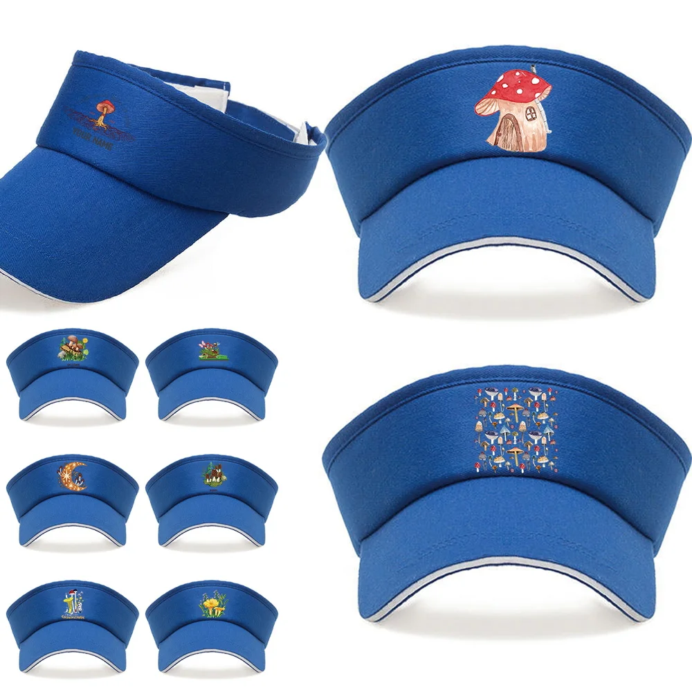 

Summer Hat Beach Sun Visor Hat Unisex Golf Tennis Baseball Cap Blue Color Mushroom Series Empty Top Hats Snapback Adjustable