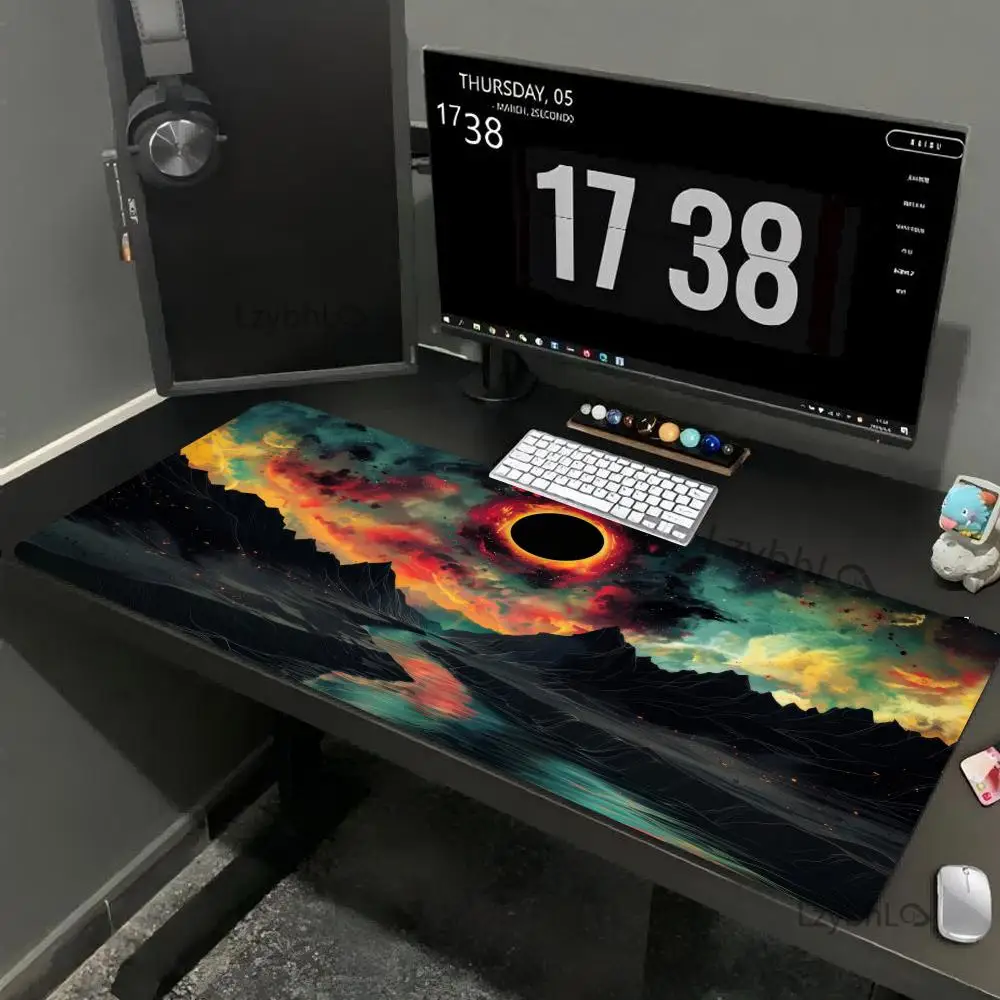 لوحة ماوس على شكل قمر بمناظر طبيعية كبيرة لوحة ماوس ألعاب مطاطية مضادة للانزلاق مقاس XXL ملحقات كمبيوتر مكتبية للألعاب حصيرة مكتبية ممتدة #4