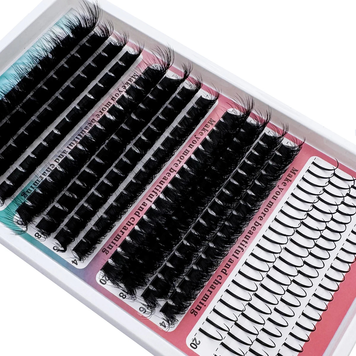 Spikes40D-200D Set di miscelazione ciglia finte cluster fai-da-te -0,07 mm 14-20 mm Mix, stile soffice naturale riccio D/DD, ciglia drammatiche