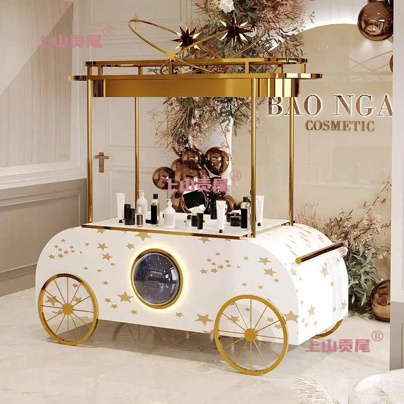 Internet celebrity mobile vending car, pedestrian street, homestay commercial display cart, store decoration, luminous drainage