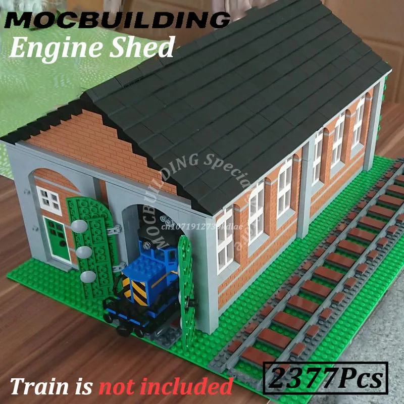 Motor galpão acessórios ferroviários modelo cidade edifícios exibir moc blocos de construção tijolos brinquedos construção presentes natal