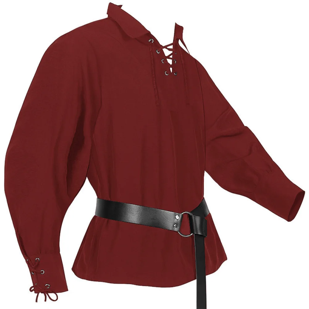 Mens Gothic Renaissance Shirt Vintage Medieval Pirate Costume Tops Retro Knight Performance Blouse For Men Halloween Party Wear