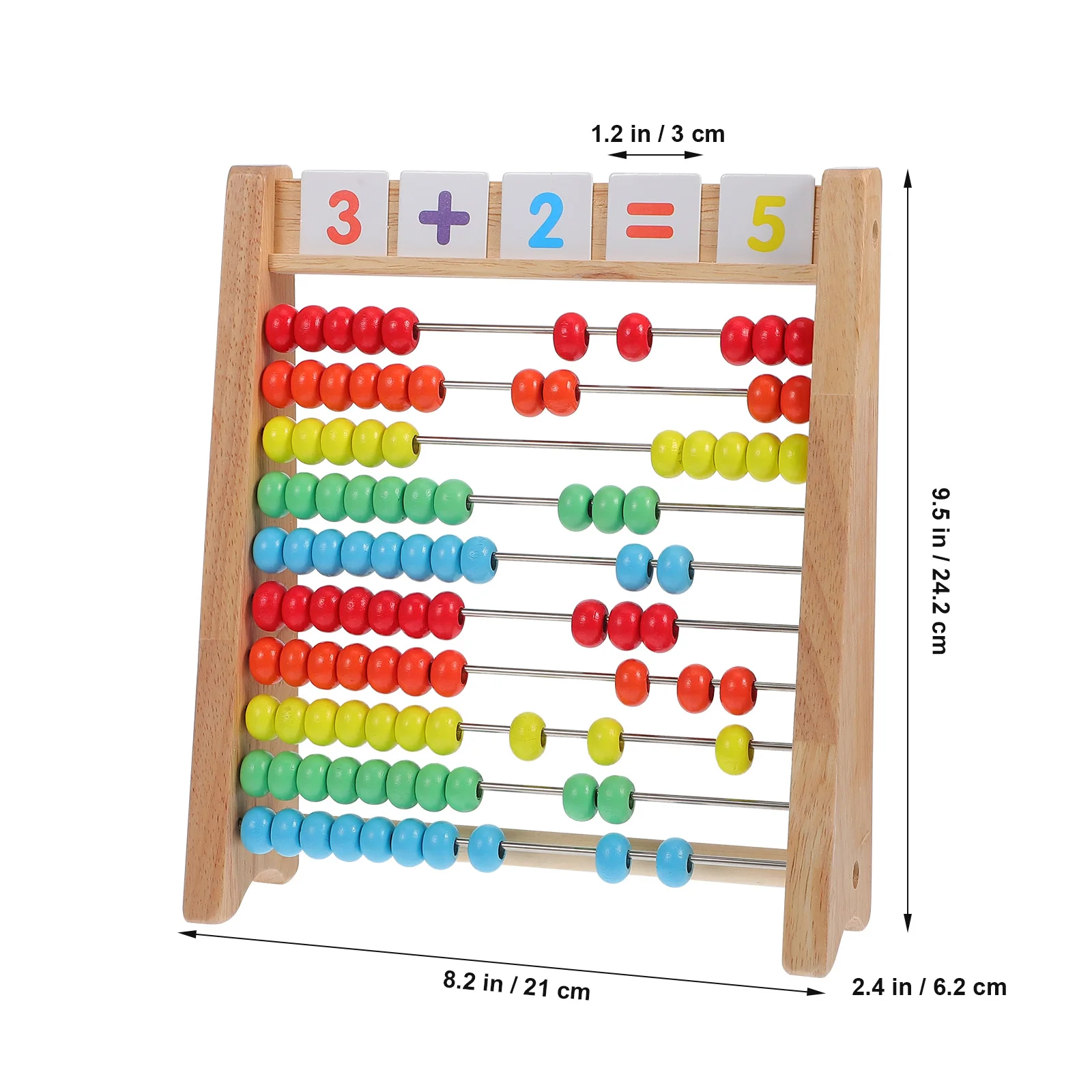 1 set Abaco in legno colorato per bambini Strumento per l'apprendimento della matematica Conteggio di carte numeri giocattolo Sussidi didattici per l'aritmetica educativa