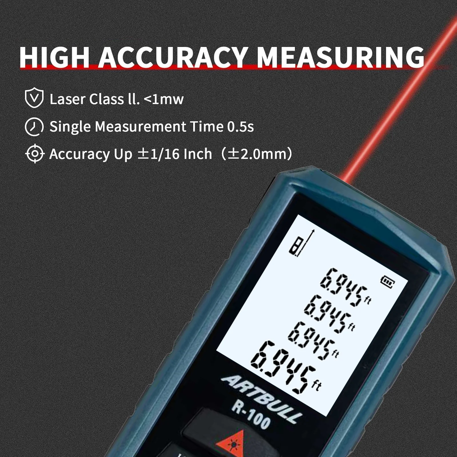 ARTBULL 100m Infrared Laser Distance Meter Digital Tape Measure Laser Rangefinder