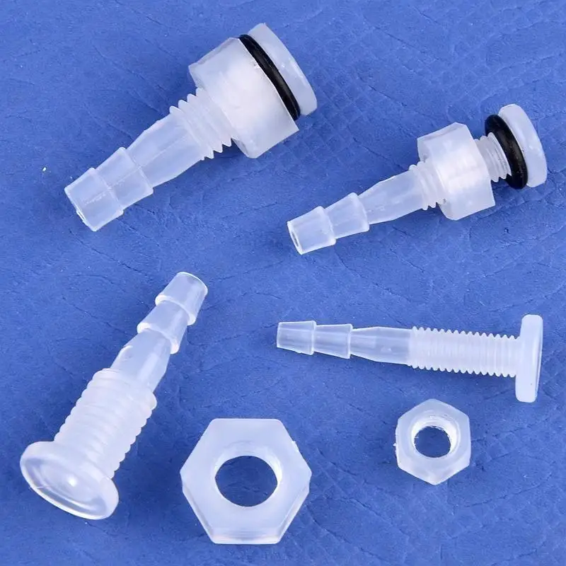 5 Sets M5-M16 Thread To 3-12mm Aquarium Water Tank Inlet Outlet Joint Irrigation Hose Connectors PP Straight Bulkhead Connector