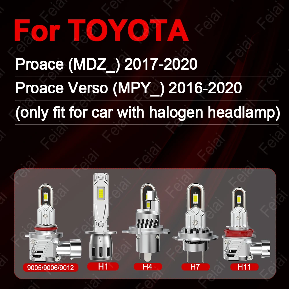 For Toyota Proace Verso Headlights LED Bulb Proace Accessories Car LED Headlamp 2016 2017 2018 2019 2020 High Low Beam Lamps 70W