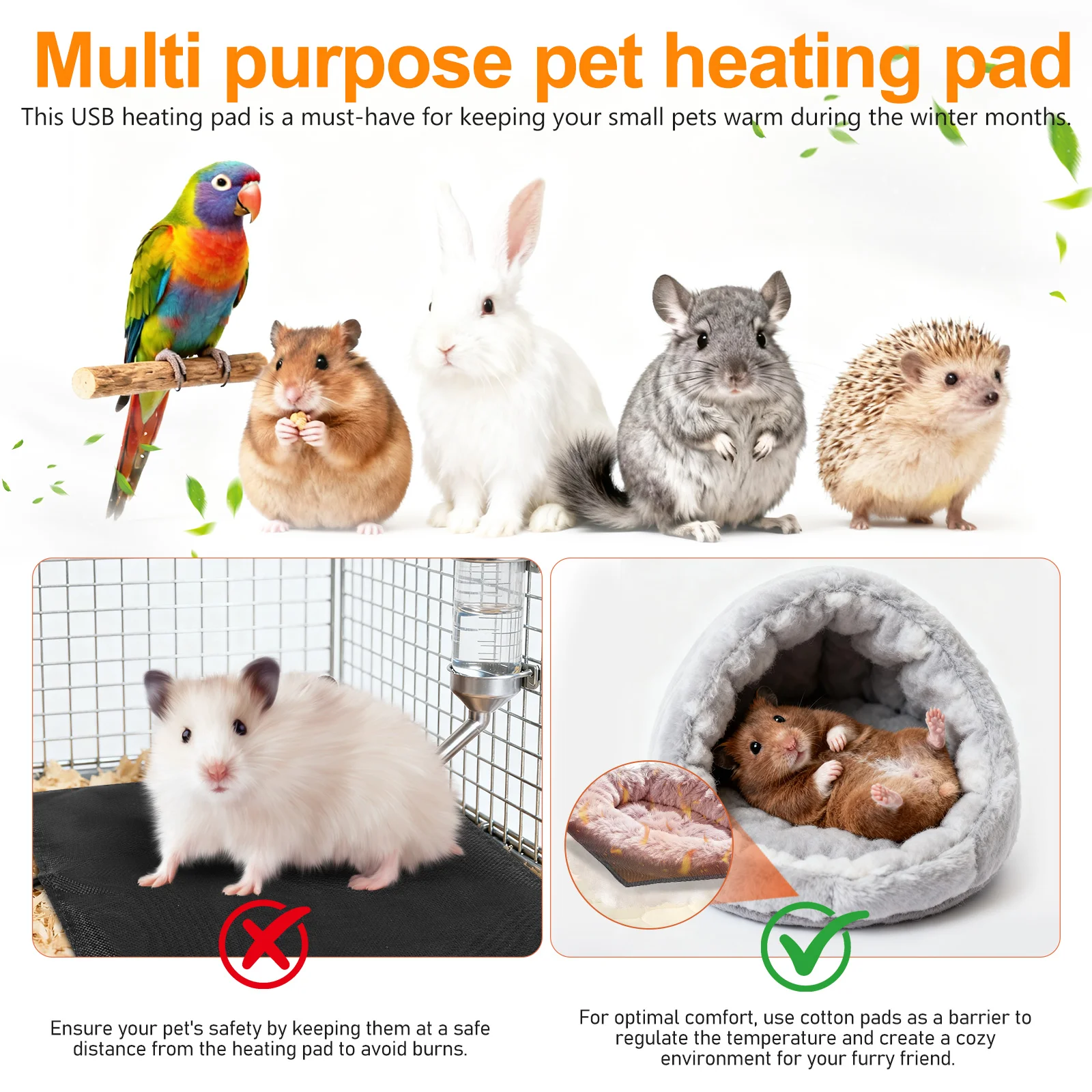 

Usb Heating Pad 14Cm Carbon Fiber Hamster Heat Mat Lightweight Pet Warm Bed For Small Reptile Rabbit Lizard Snake Adjustable