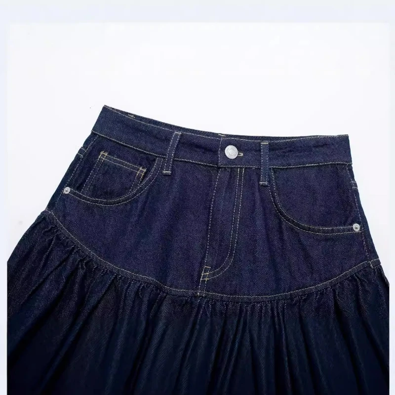 Style Denim Fashion Versatile Wide Swing Skirt Comfortable Skirt Advanced Casual Breathable Details Exquisite Trendyniche Fresh